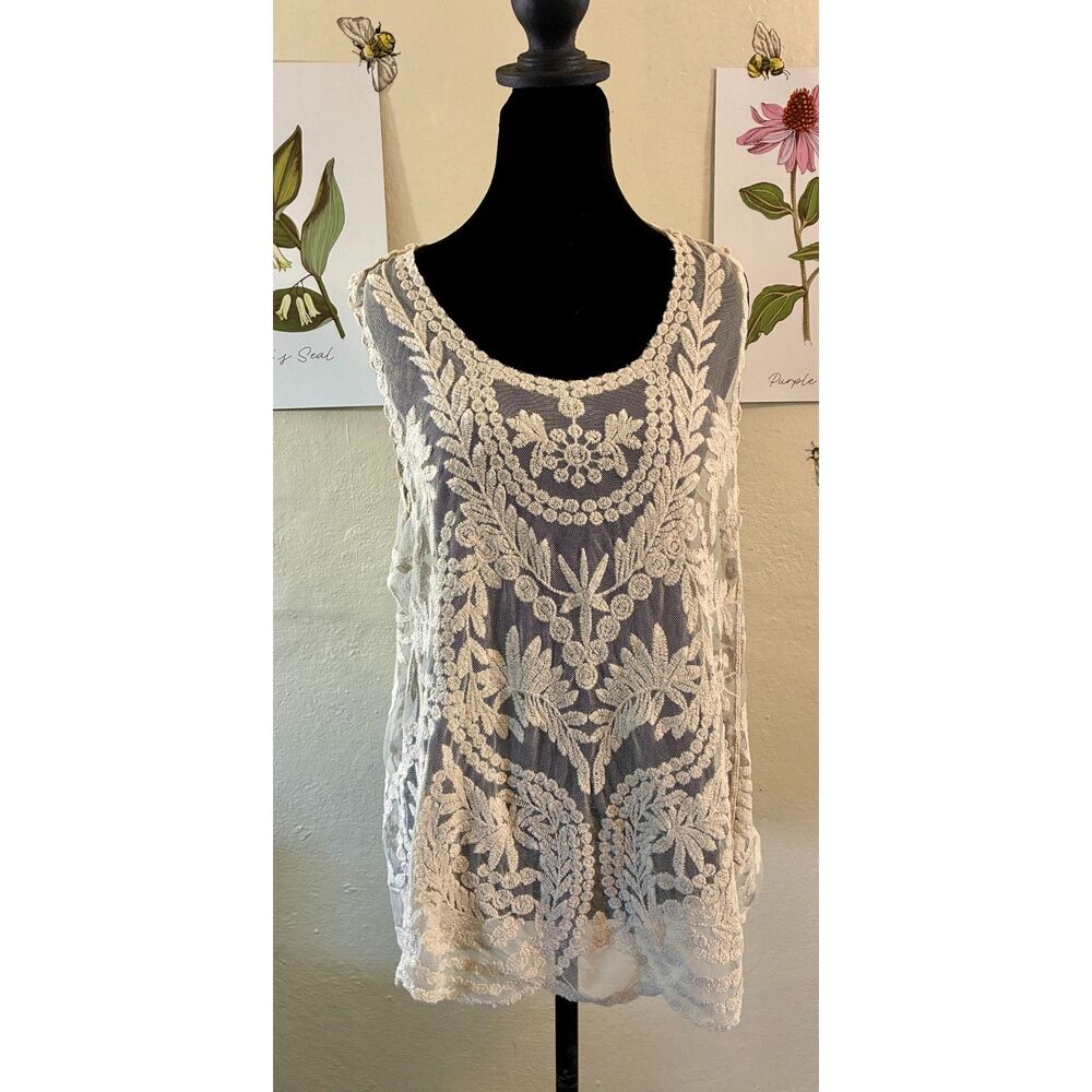 Ivory Vintage Inspired Lace Top Size L